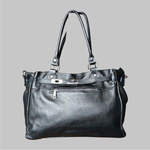 Black genuine Leather Tote/satchel bag